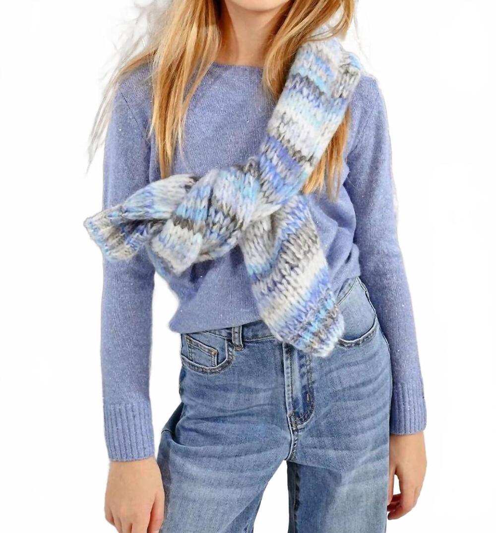 NEW MOLLY BRACKEN iridescent thread sweater in blue